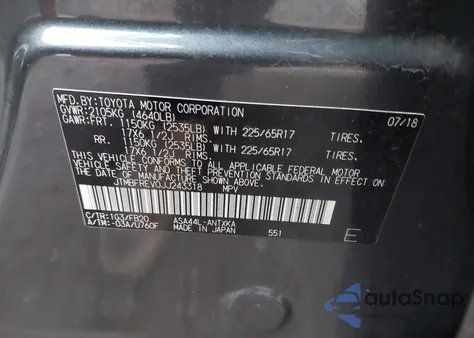 2018 Toyota Rav4 Le from USA, damaged, VIN JTMBFREV0JJ243318